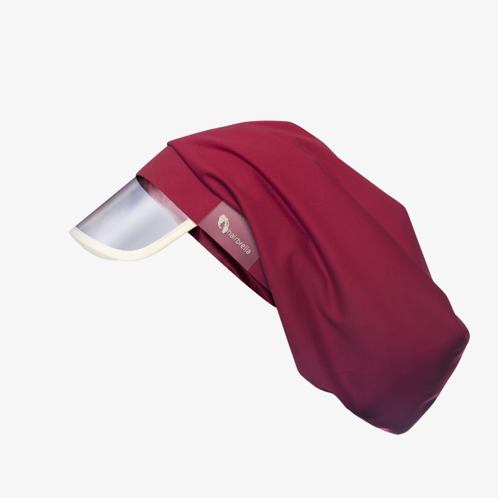 <span>Hairbrella Classic XL Satin</span> Lined Rain Hat - Cranberry