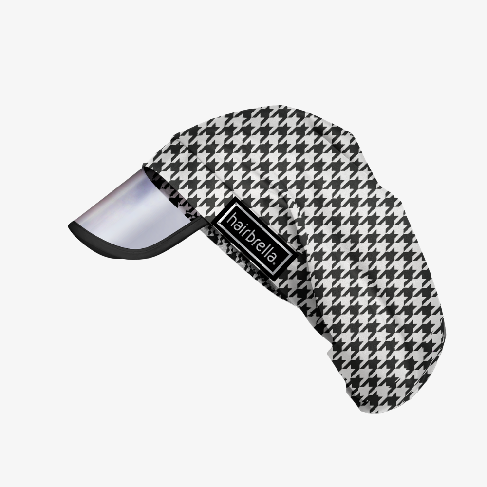 <span>Hairbrella Classic XL Satin</span> Lined Rain Hat - Houndstooth