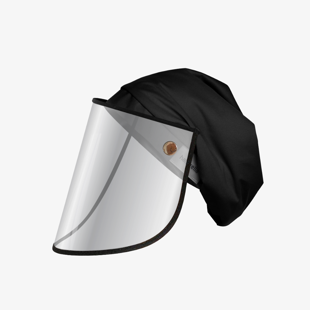 <span>Hairbrella Pro Rain Hat</span> + Face Shield - Black