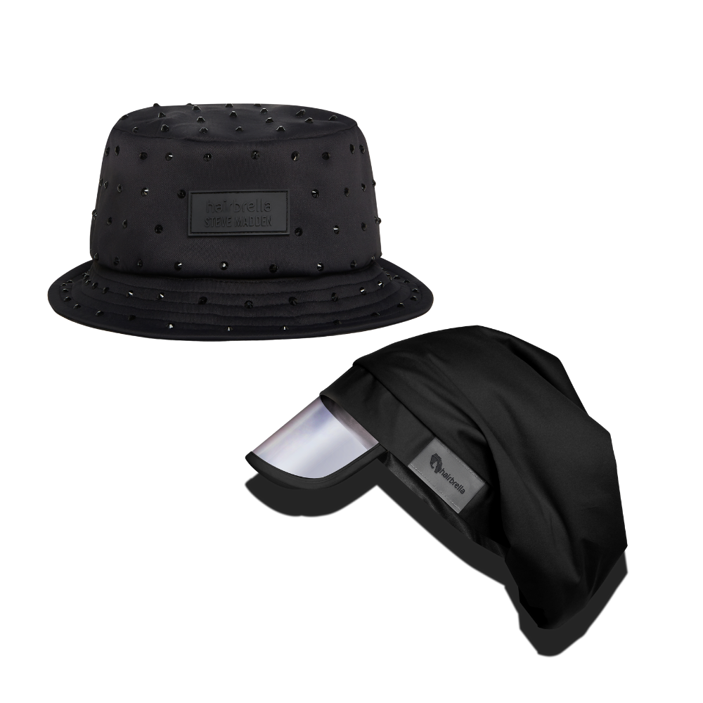 Hairbrella Classic Rain Hat and Steve Madden Unisex Bucket Bundle (1 Classic Rain Hat + 1 Steve Madden Unisex Bucket Hat)